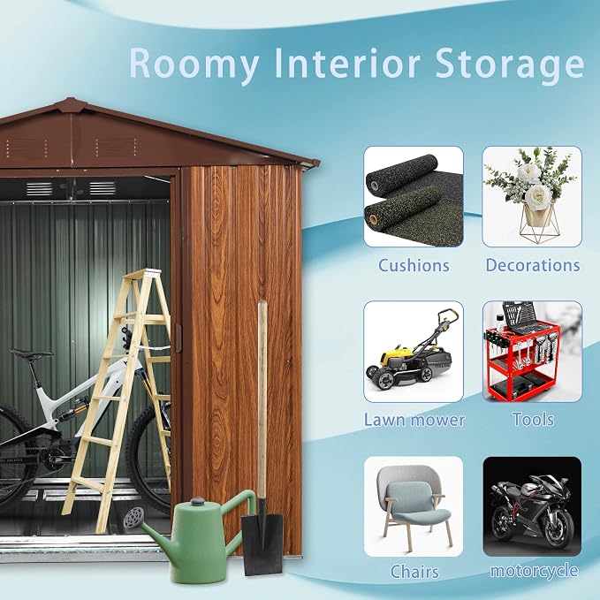 Outdoor Metal Storage Shed Window Ventilation Foundation Frame Waterproof - Image 7