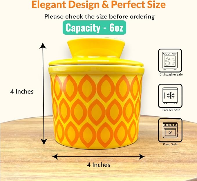 Butter Crock with Lid for Countertop, Butter Keeper Crock with Water, French - Image 2