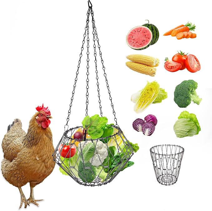 Hanging Chicken Feeder 6.5in, Foldable Poultry Treat Dispenser Ball | Chicken by GHWMYD