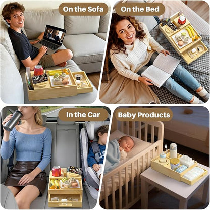 Couch Cup Holder, 7-in-1 Couch Caddy Tray, Sofa Side Table - Image 3