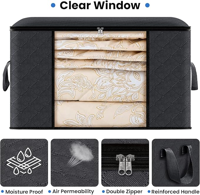 Fab totes Storage Bags, Clothes Blanket Storage Bins Foldable Closet Organizers - Image 4