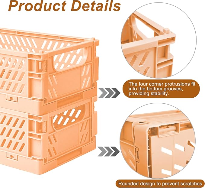 6 Pack Mini Foldable Small Plastic Baskets - Image 3