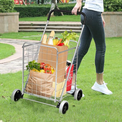 Goplus Shopping Carts for Groceries, Heavy Duty Folding Shopping Cart - Image 2
