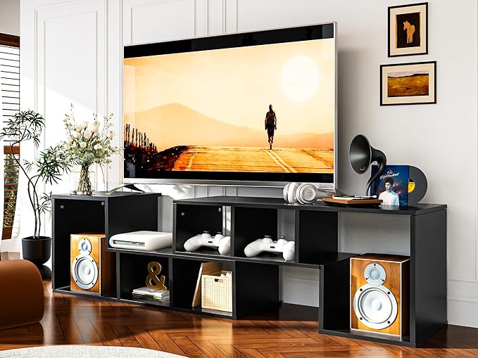 Recaceik Cube Bookshelf 2 Shelf Bookcase L-Shaped TV Console Stand Modern by Recaceik