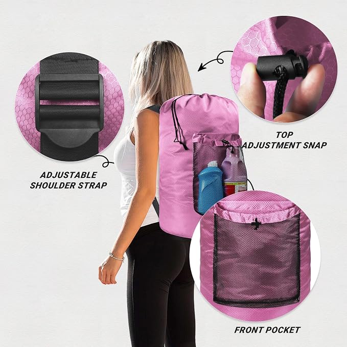 Laundry Bag with Shoulder Straps and Mesh Pocket Laundry Backpack Large - Image 3