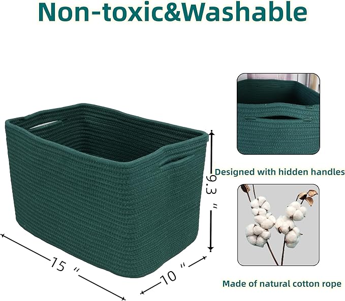 Cotton Rope storage Basket Bins15X10X9.3“ Basket - Image 2
