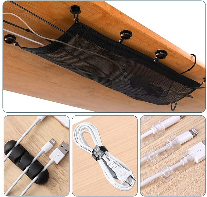 Under Desk Cable Management Net, Extra Large Capacity Wire Management Kit Under - Image 7