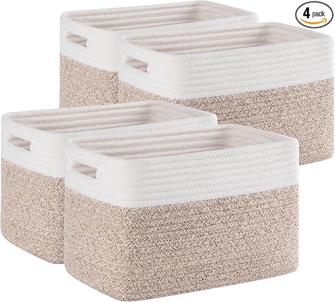 4 Pack Storage Baskets for Organizing, Woven Baskets for Shelves by SIXDOVE