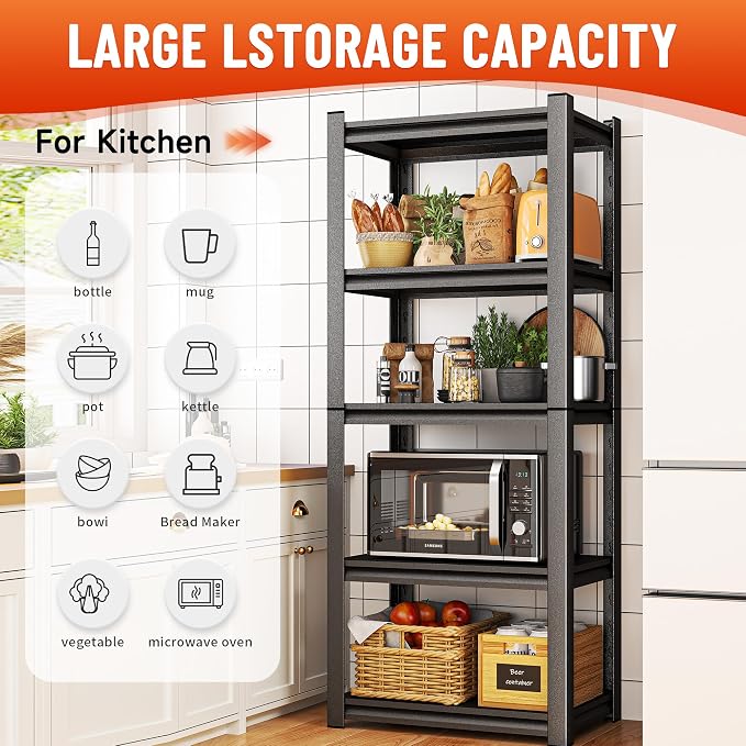 4-Tier Metal Storage Shelves, Adjustable Heavy Duty Shelving Units, Kitchen - Image 3