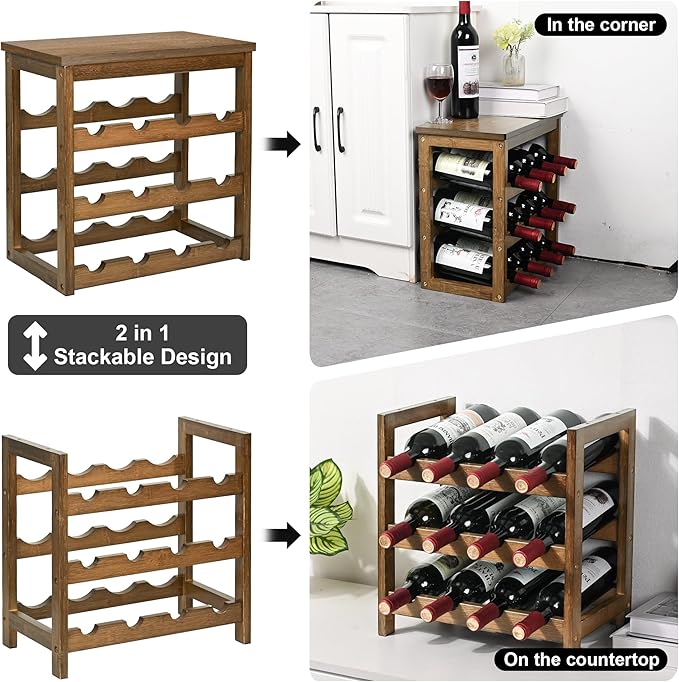 VASMIA Wine Rack Freestanding Floor, 6-Tier Display Wine Storage Shelves - Image 6
