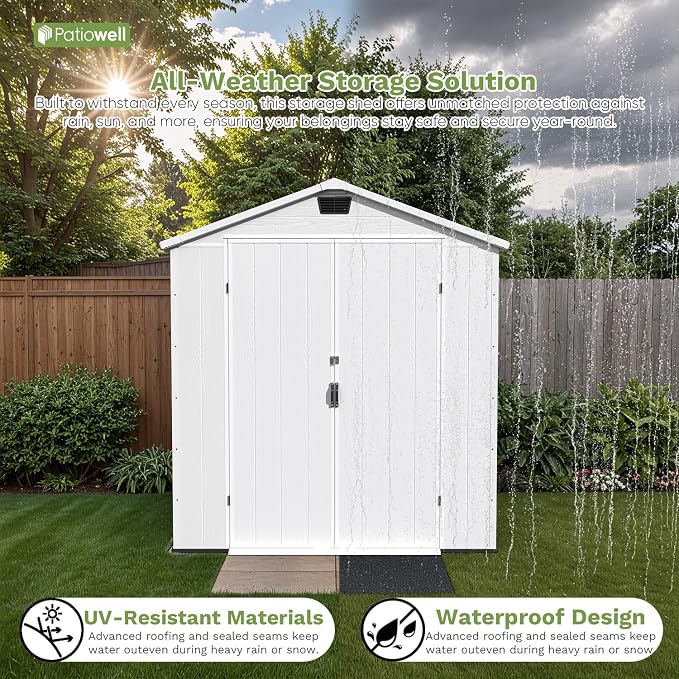 Patiowell 6X8 FT Plastic Outdoor Storage Shed - Image 5