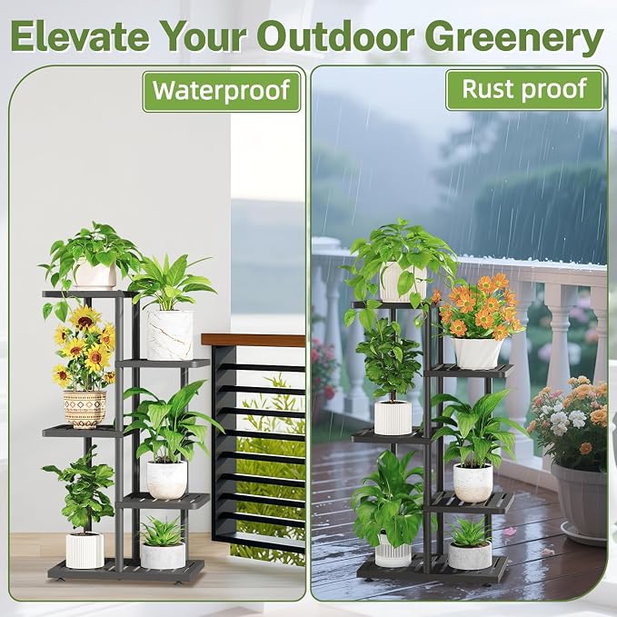 iDavosic.ly Plant Stand with Grow Light Indoor Outdoor, 4-Tier Tall Metal - Image 6