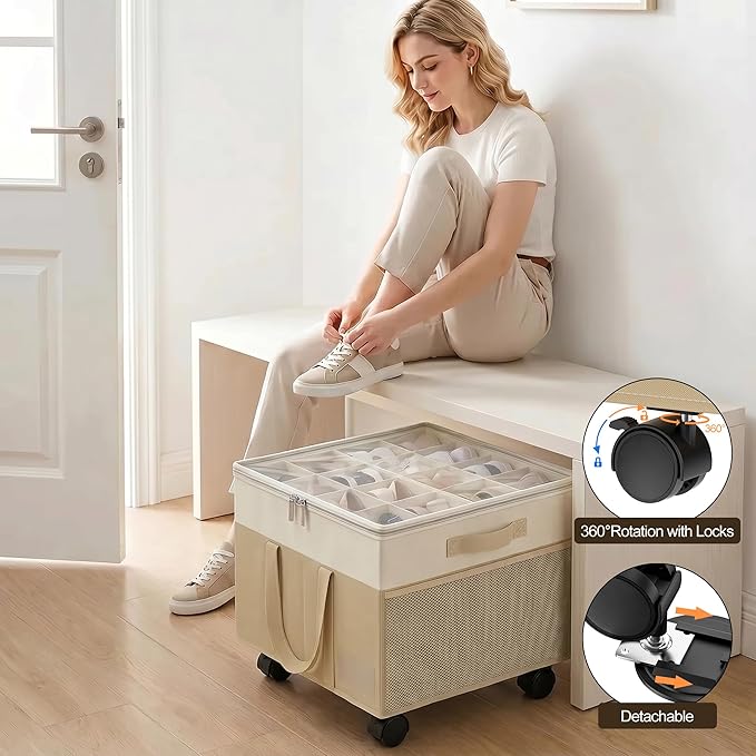 Large Shoe Organizer for Closet, 16 Pairs Shoe Storage Box - Image 3
