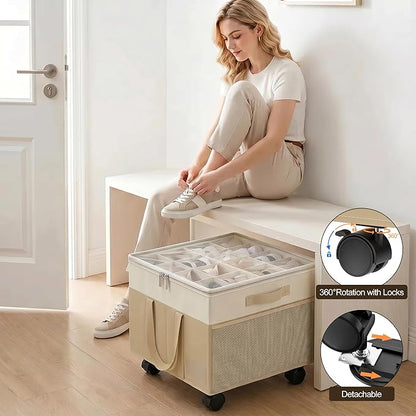 Large Shoe Organizer for Closet, 16 Pairs Shoe Storage Box - Image 3