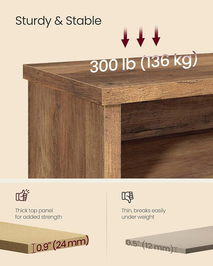 VASAGLE Shoe Bench, Storage Bench, 6 Compartments, Adjustable Shelves, - Image 5