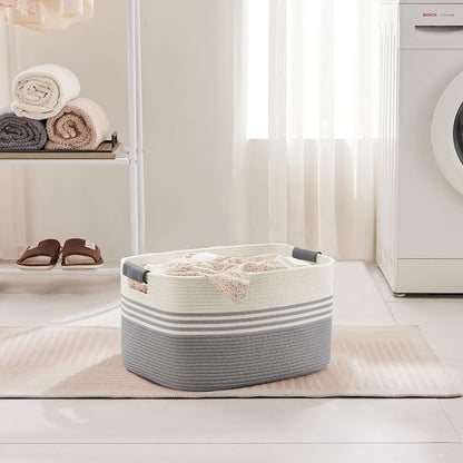 45L Small Laundry Basket with Leather Handles - Image 3