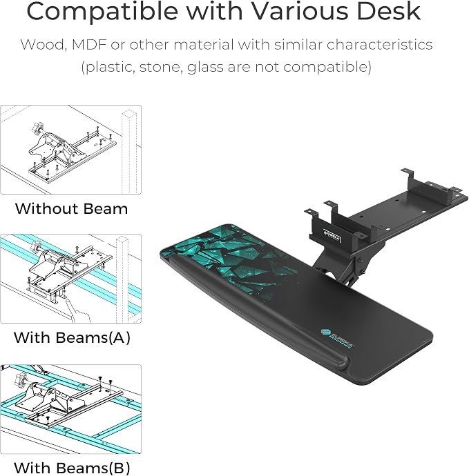 EUREKA ERGONOMIC Height Adjustable Mouse & Keyboard Tray Under Desk, 28x10'' - Image 8