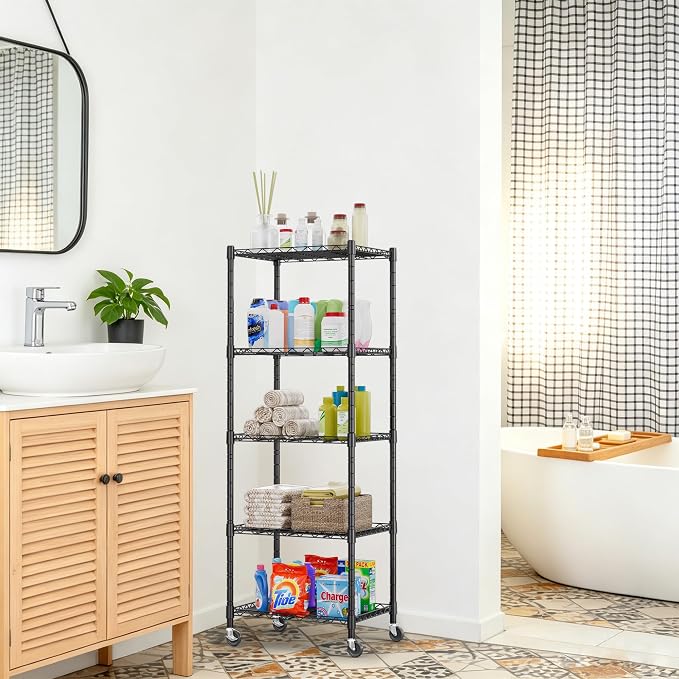 REGILLER 5-Wire Shelving Metal Storage Rack Adjustable Shelves, Standing - Image 7