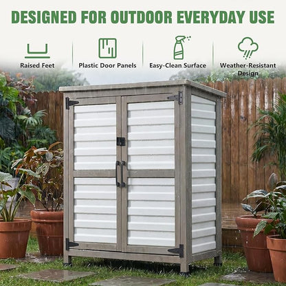 Ketive Outdoor Storage Cabinet, 2-Tier Garden Cabinet - Image 6