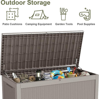 325 Gallon Outdoor Storage Box Waterproof, Large Deck Box Lockable Resin - Image 7