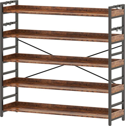 HCHQHS 5 Tier Bookshelf, Adjustable Industrial Bookcase, Vertical Tall Book by HCHQHS