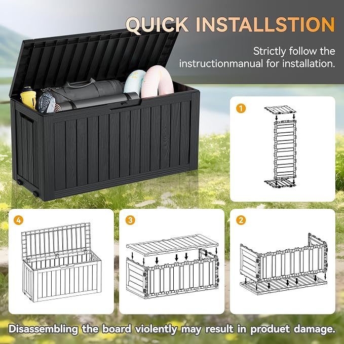 Outdoor Storage Box, Resin Deck Boxes Outdoor Waterproof - Image 7