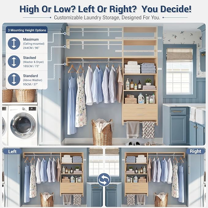 Armocity 60" Wall Mounted Laundry Room Organization - Image 5
