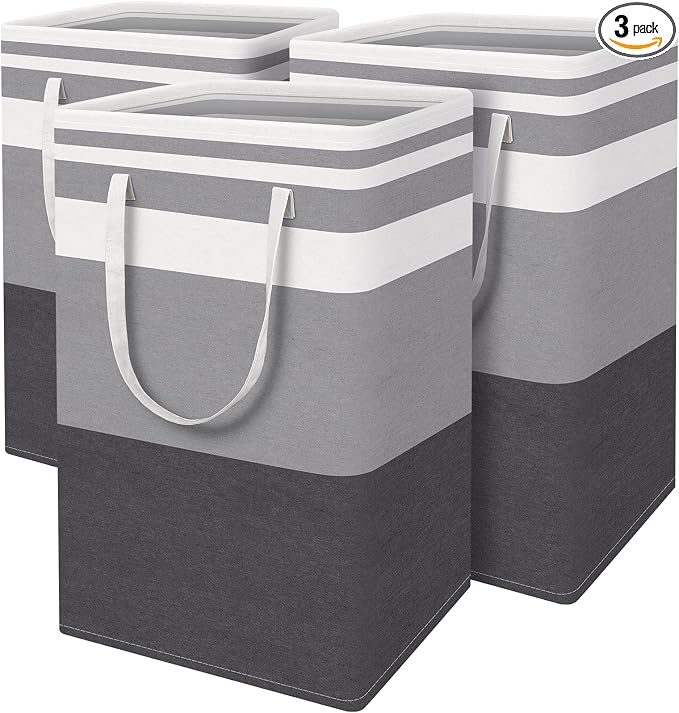 BlissTotes 3-Pack Laundry Basket, Freestanding＆Waterproof Laundry Hamper by BlissTotes