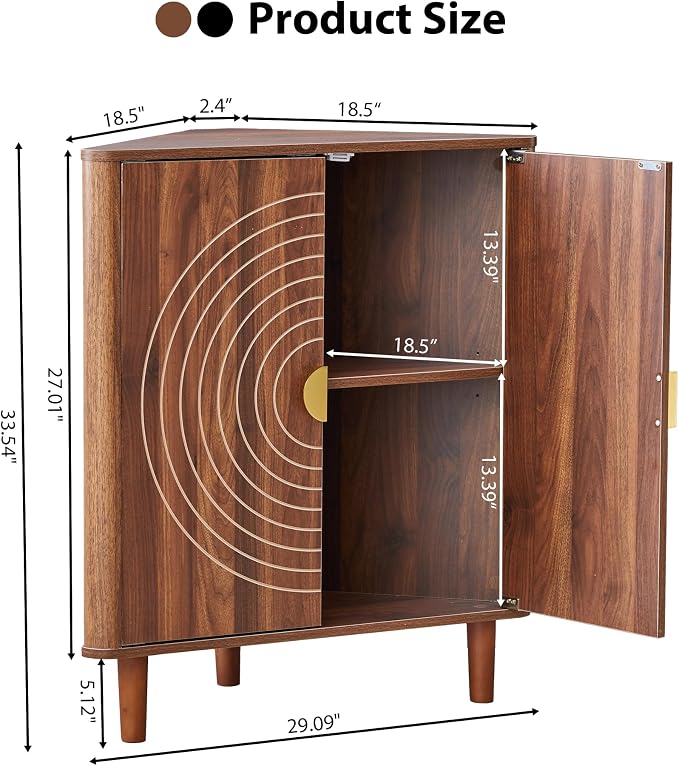 Small Corner Storage Cabinet, Modern Freestanding Floor Cabinet - Image 2