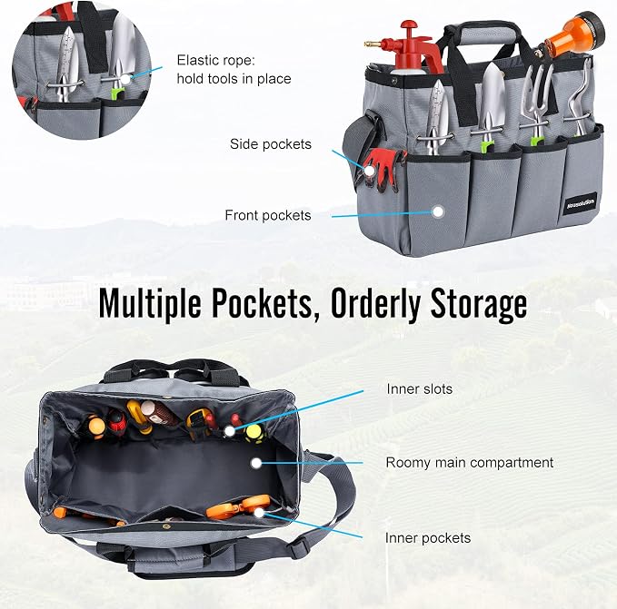 Housolution Garden Tote Bag, 900D Gardening Tool Bag, Garden Tote Storage Bag - Image 5