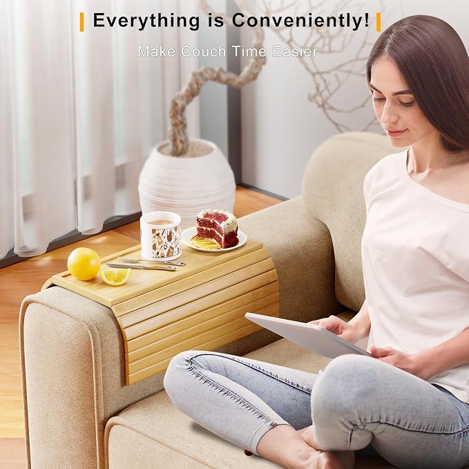 Bestjing Bamboo Sofa Armrest Tray Table - Image 7