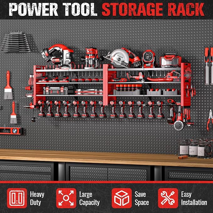 66" W Super Large Power Tool Organizer Wall Mount, Heavy Duty Cordless Tool - Image 4