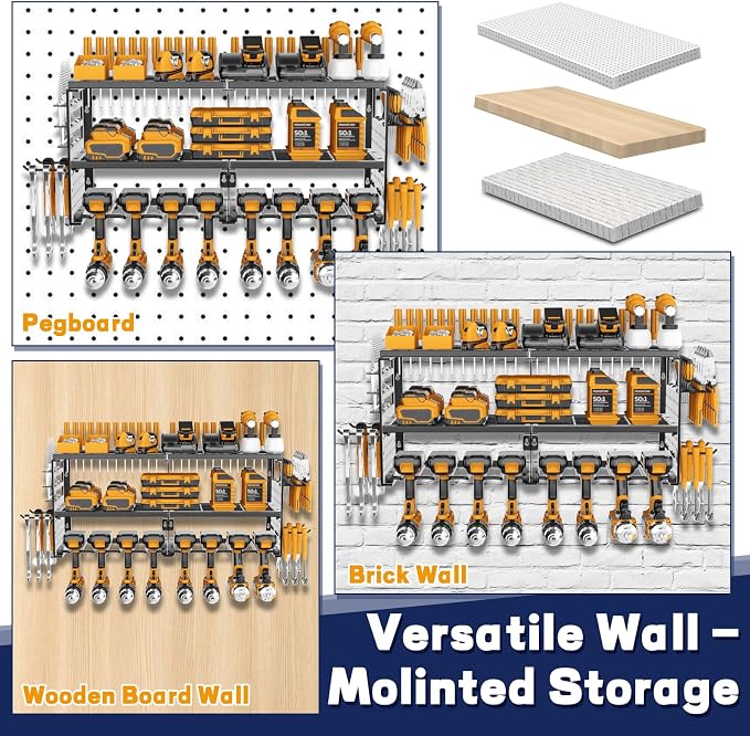 Power Tool Organizer Wall Mount, 300Lbs Load 3 Layer Heavy Duty Metal Tool Shelf - Image 6