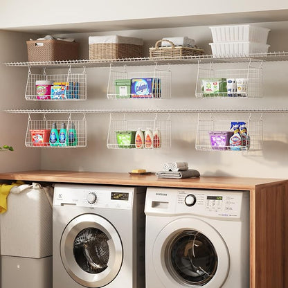 3-Tier Hanging Laundry Basket Organizer：Foldable Wire Shelf Laundry Room - Image 8
