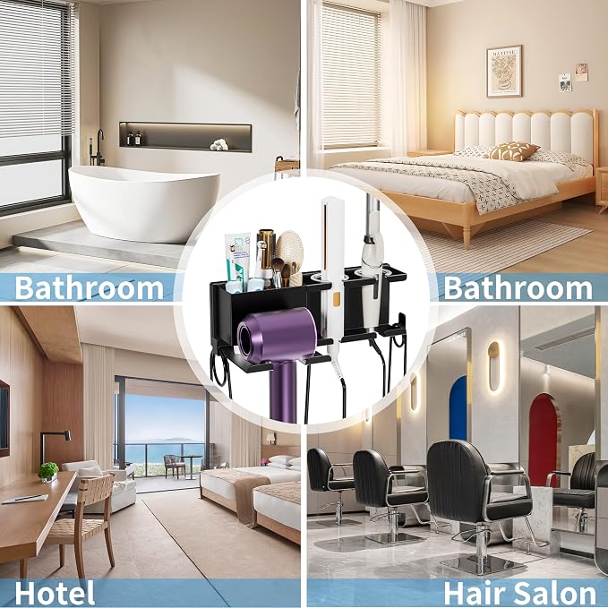 Hair Dryer Holder Wall Mounted, Metal Hair Tools Organizer, Hair Dryer Holder - Image 8