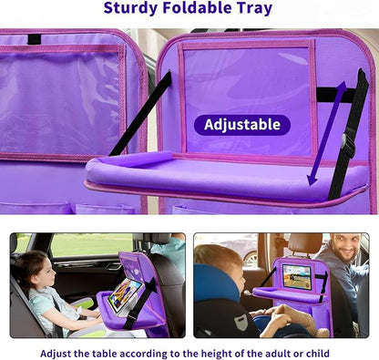 Car Backseat Organizer with Tray, Seat Back Table Holder with 6 Storage Pockets - Image 2