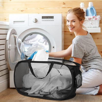 4 Pack Durable Collapsible Laundry Baskets, Mesh Foldable Laundry Basket - Image 2