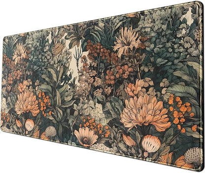 Flower Vintage Desk Pad Aesthetic Desk Mat Flower Mouse Pad Computer Big by YKJWW