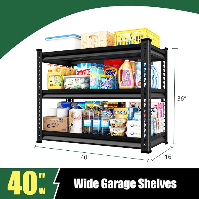 40" W Garage Shelving Heavy Duty, 1350LBS Loads Shelving Units and Storage Racks - Image 3
