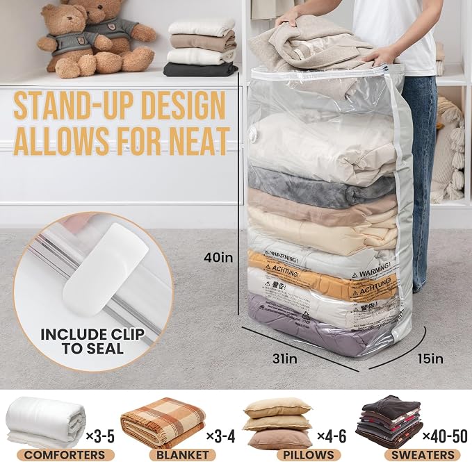 TAILI Vacuum Storage Bags 4 Pack, Jumbo Cube, Extra Large Vacuum Seal Bags - Image 2