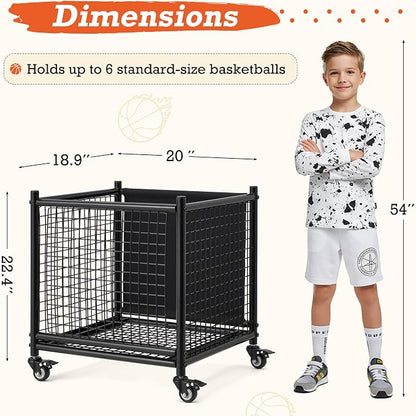 AECOJOY Ball Cart Storage, Rolling Basketball Bin - Image 2