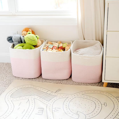 NaturalCozy 13x15x13 Kallax Storage Cubes, 3 Pack | Cotton Rope Cube Storage - Image 4