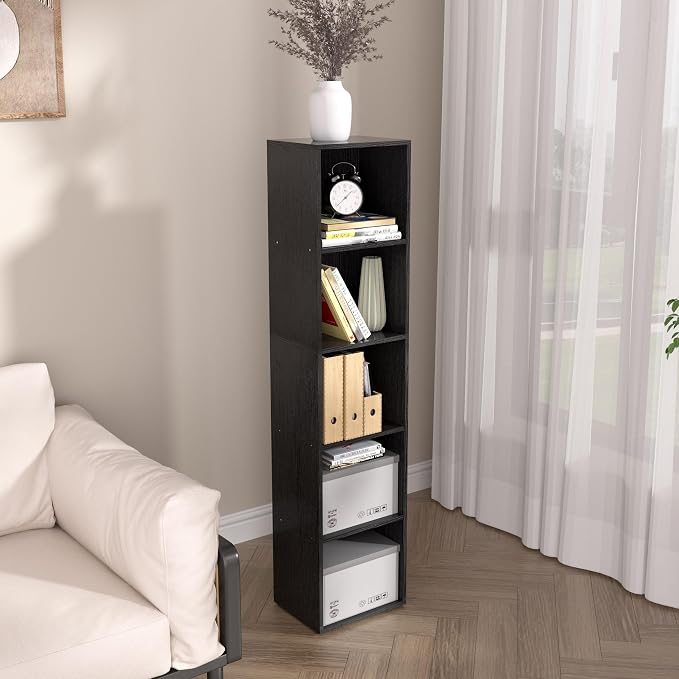 5-Tier Wooden Cube Storage Organizer, 52 Inch Tall Bookcase & Display Shelf - Image 7