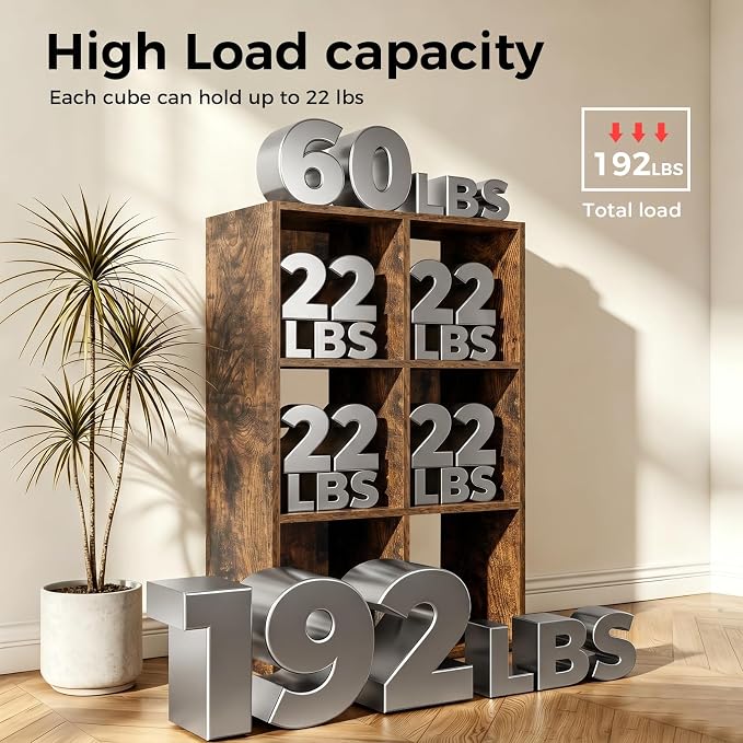 LUCKLIFE 6-Cube Storage Organizer, Stackable Modular Bookcase Shelf - Image 4