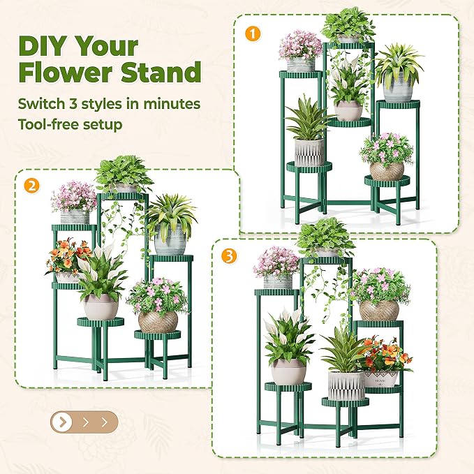 6 Tier Large Plant Stand Indoor, 7.9 Inch Wide Tall Corner Metal Plant Stands - Image 4