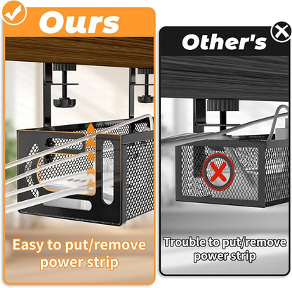 Under Desk Cable Management Tray, 15.7'' No Drill Steel Desk Cable Organizers - Image 2