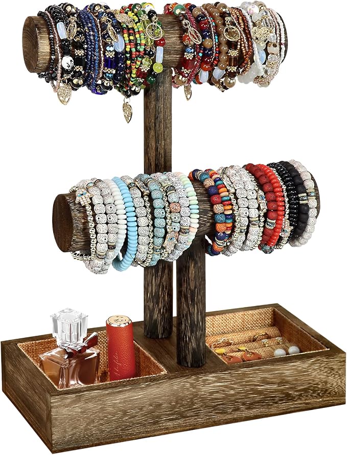 LadyRosian 2 Tier Wooden Display Jewelry Accessory Stand Jewelry Bracelet by LadyRosian