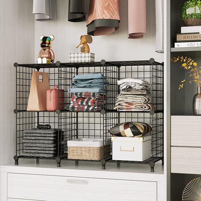 AWTATOS Wire Cube Storage, Closet Organizer, 6 Cube Storage Shelf, Portable - Image 4