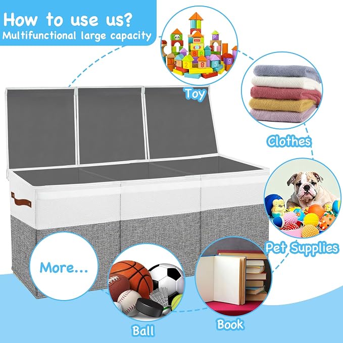 Large Toy Box Chest, Toy Storage Organizer, Storage Bins - Image 8