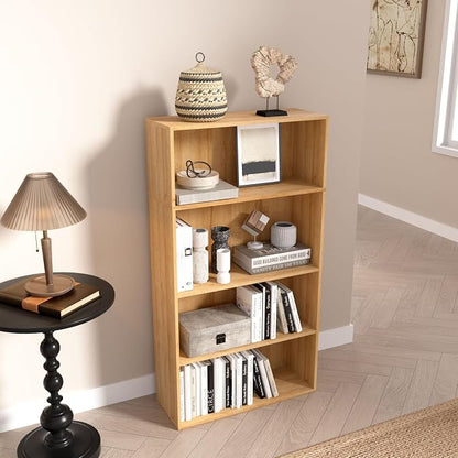 Wooden 4 Cube Storage Organizer, 4 Tier Low Bookcase Storage Display Organizer - Image 5
